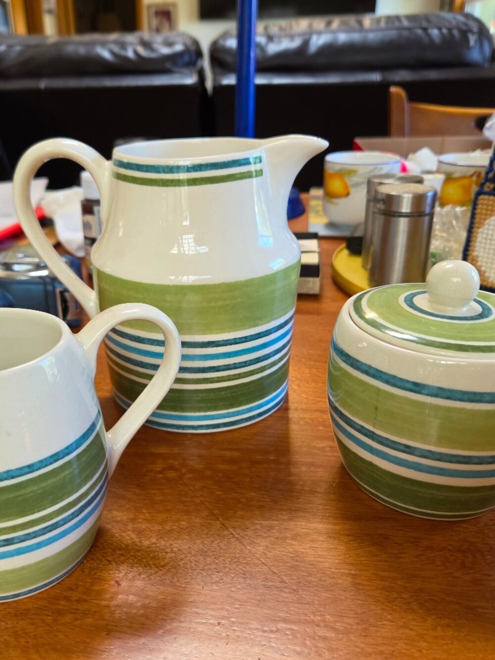 Johnson brothers three piece set includes pitcher,creamer sugar with top